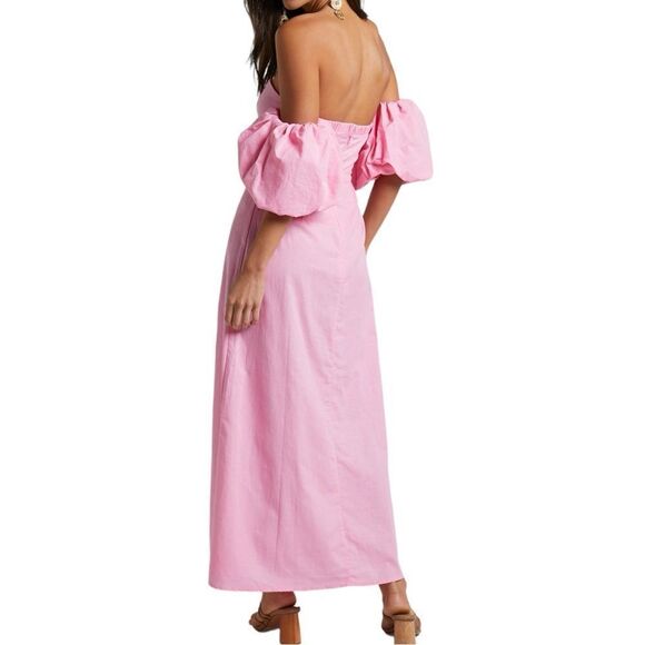 SHOWPO. Dress Amalie The Label Beccah Linen Off Shoulder Size 4 NEW WITH TAGS - Picture 5 of 10